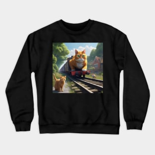 Cat Wanting To Be A Train Crewneck Sweatshirt